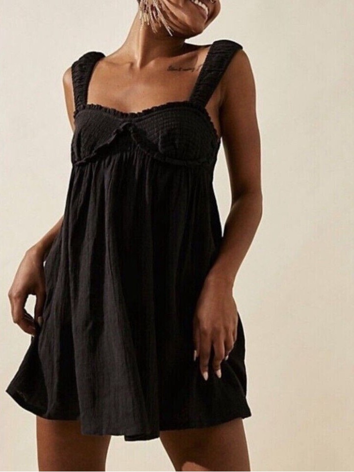 Free People Blissful Breeze Mini Dress - Black